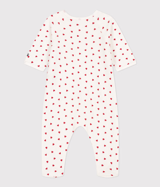 Pyjama bébé en velours cœurs  blanc MARSHMALLOW/rouge TERKUIT