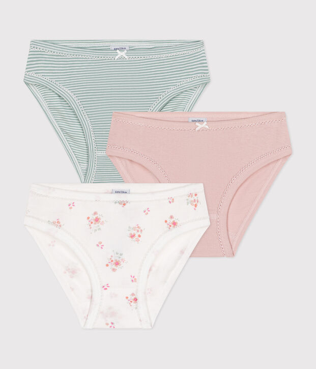 Lot de 3 culottes fleur en coton enfant multicouleur