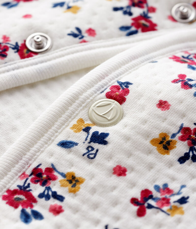 Cardigan b&eacute;b&eacute; fille en tubique blanc/multicouleur