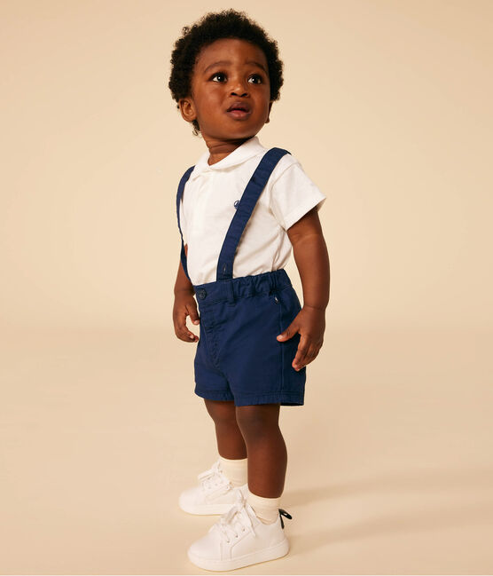 Polo manches courtes en coton bébé blanc MARSHMALLOW