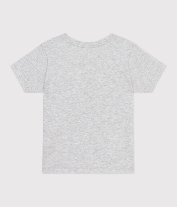 Tee-shirt enfant en coton manches courtes imprim&eacute; gris chin&eacute; clair