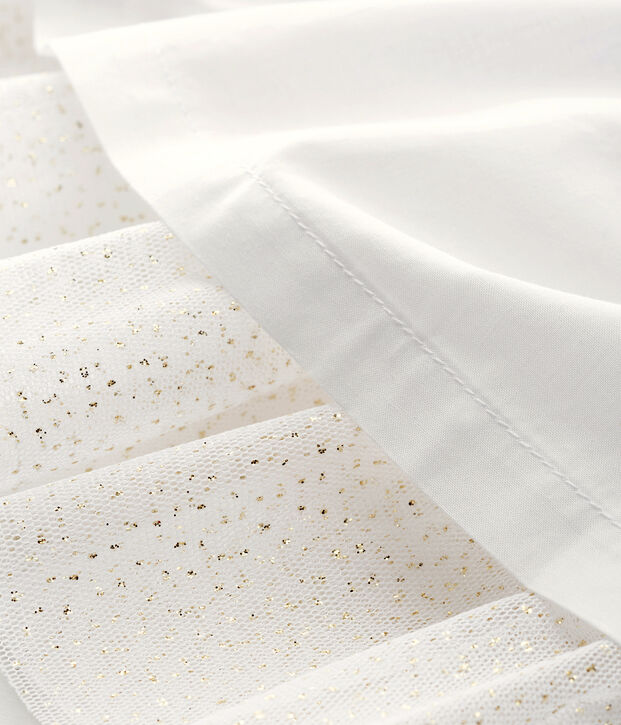 Robe c&eacute;r&eacute;monie en popeline et tulle b&eacute;b&eacute; fille blanc