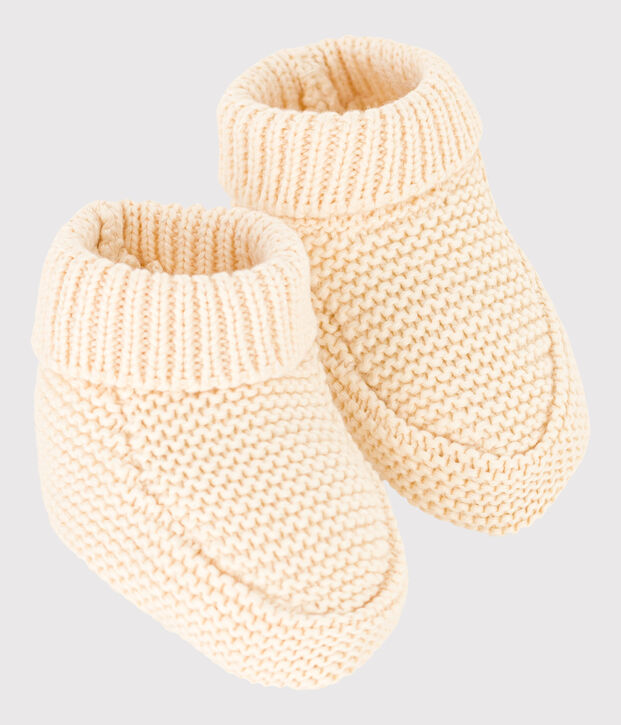 Chaussons tricott&eacute; en coton b&eacute;b&eacute; &eacute;cru