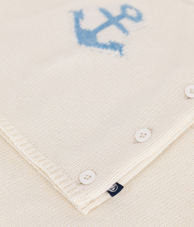 Tweedelig babysetje van gebreide wol en katoen wit