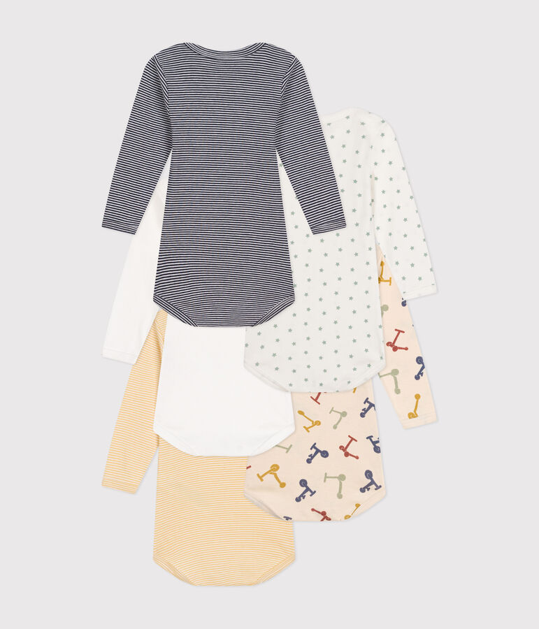 Set van 5 katoenen body's met lange mouwen en stepmotiefje voor baby's multicouleur