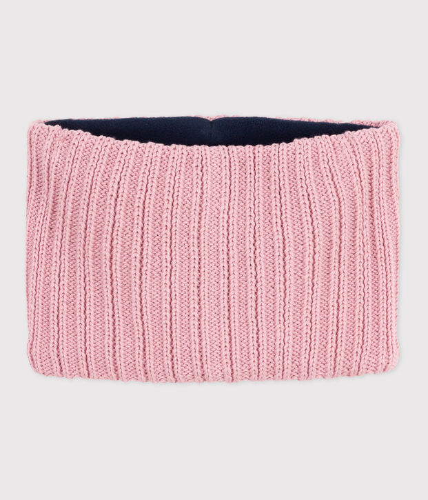 Snood enfant en tricot doubl&eacute; en polaire rose