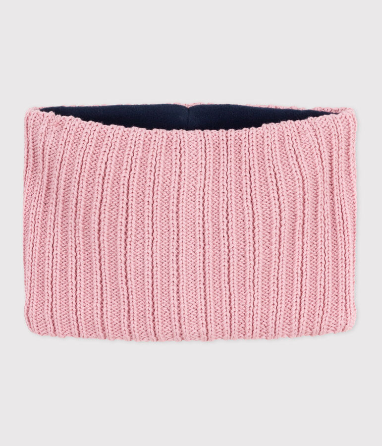Snood enfant en tricot doubl&eacute; en polaire rose