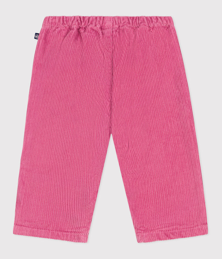 Pantalon b&eacute;b&eacute; en velours uni rose BOUDOIR