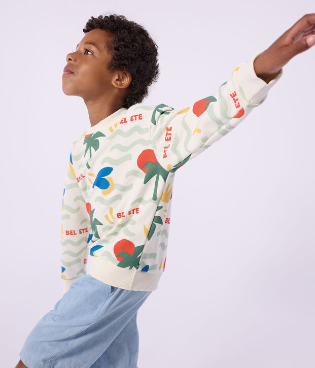 Katoenen sweatshirt met print voor kinderen ecru/multicouleur