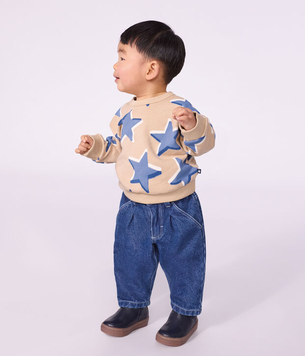Katoenen sweatshirt met hartjesprint voor baby's beige/multicouleur