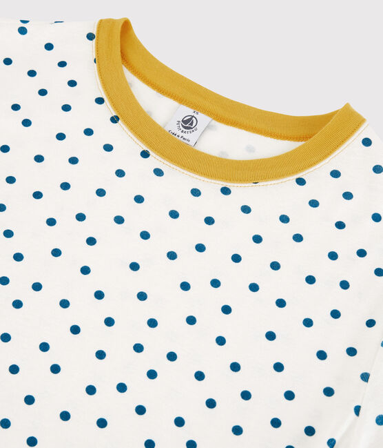 Katoenen Dames t-shirt met ronde hals en stippen wit MARSHMALLOW/ MALLARD