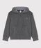 Polar in fleece met kap meisje/jongen grijs GRIS FONCE/ DARK GREY