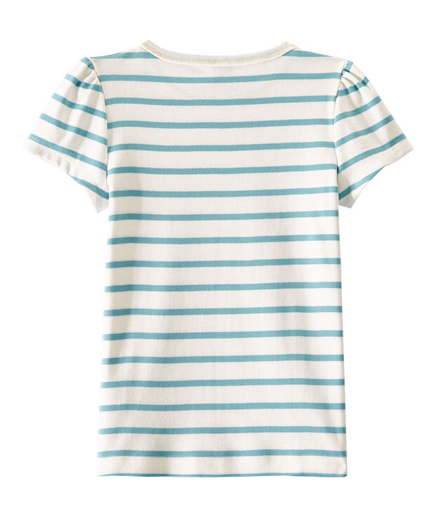 Marinegestreept meisjes-T-shirt wit/groen