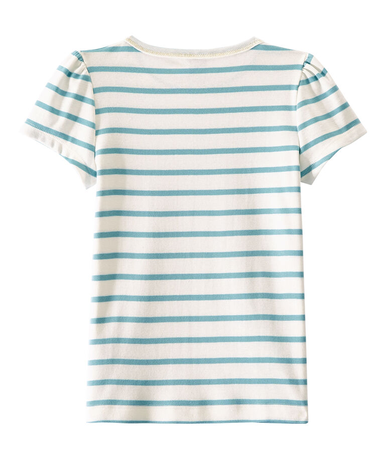 T-shirt fille &agrave; rayure marini&egrave;re blanc MARSHMALLOW/bleu MIMI