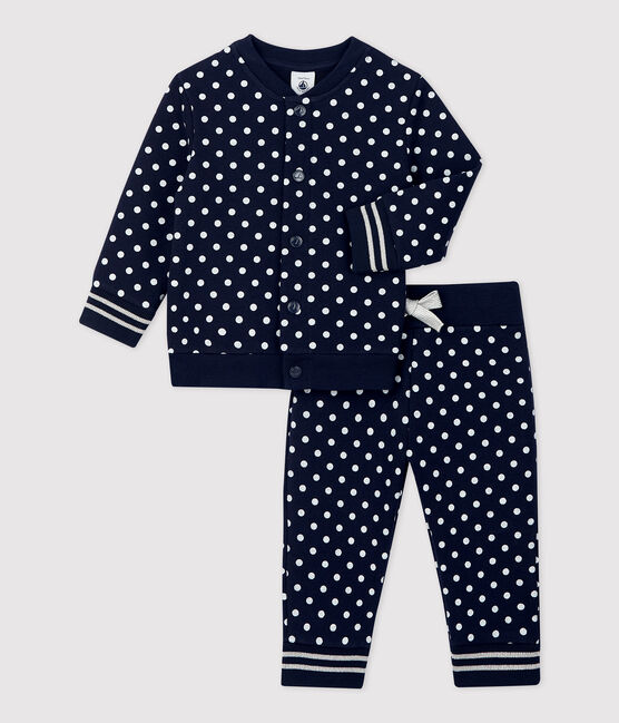 Ensemble jogging molleton bébé. bleu SMOKING/blanc MARSHMALLOW
