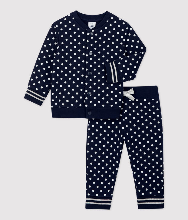 Joggingspak van molton baby. blauw/wit