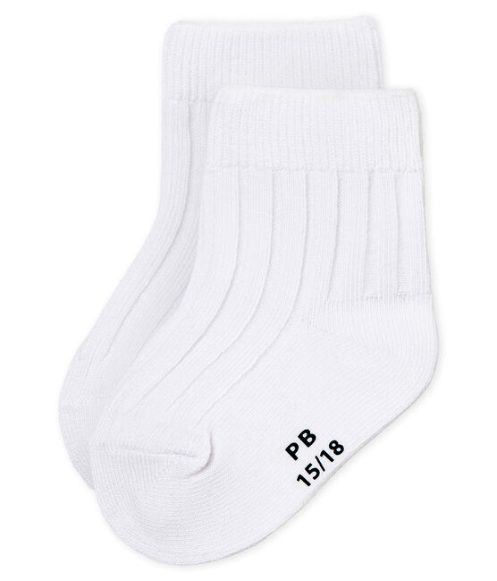 Chaussettes en côtes bébé mixtes blanc ECUME