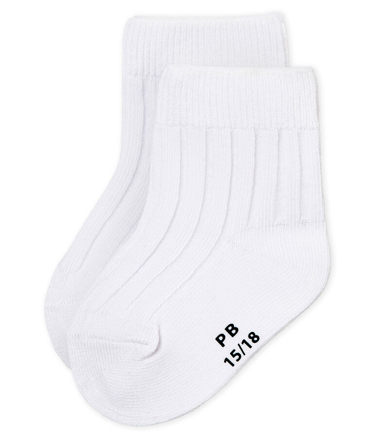 Chaussettes en c&ocirc;tes b&eacute;b&eacute; mixtes blanc ECUME