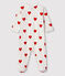 Ribstof slaappakje met rode hartjes voor baby wit MARSHMALLOW/rood TERKUIT