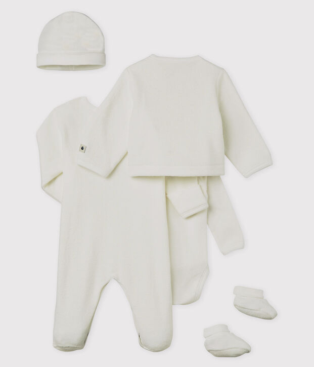 Coffret cadeau naissance en bouclette &eacute;ponge gratt&eacute;e multicouleur