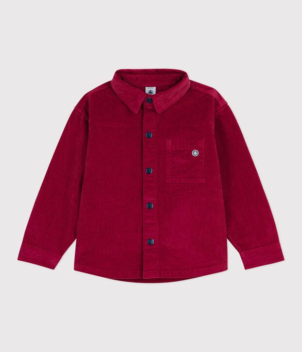 Chemise enfant en velours unie rouge
