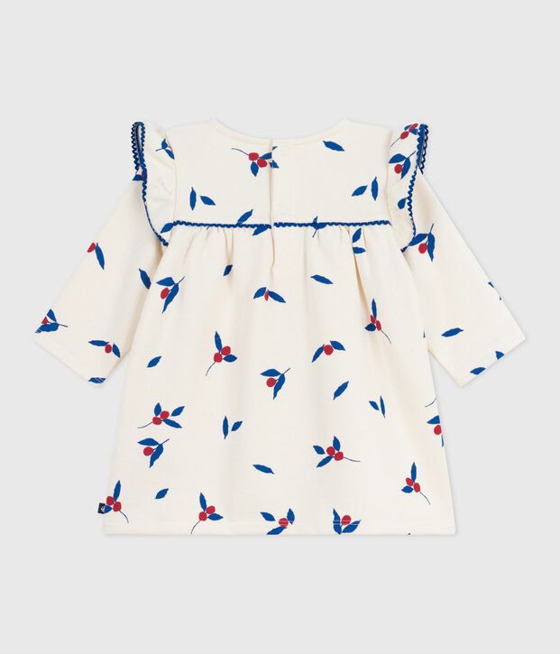 Katoenen babyjurkje met lange mouw en print ecru/multicouleur