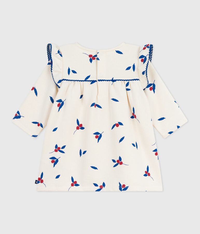 Katoenen babyjurkje met lange mouw en print ecru/multicouleur