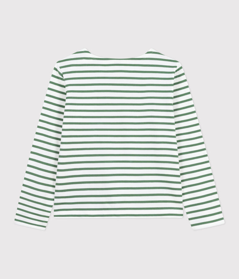 Marini&egrave;re femme en coton manches longues blanc/vert