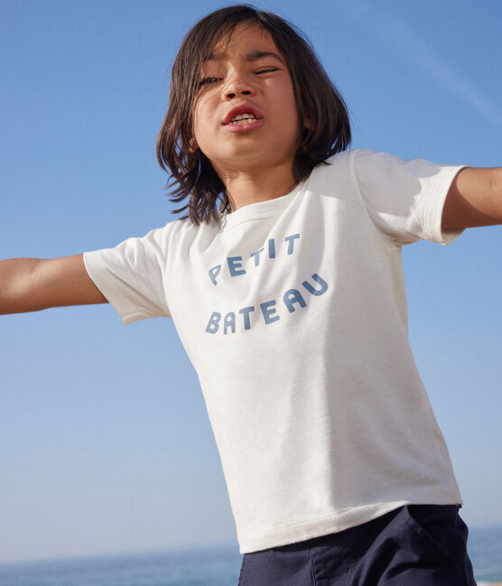 Tee-shirt en jersey léger enfant garçon blanc MARSHMALLOW