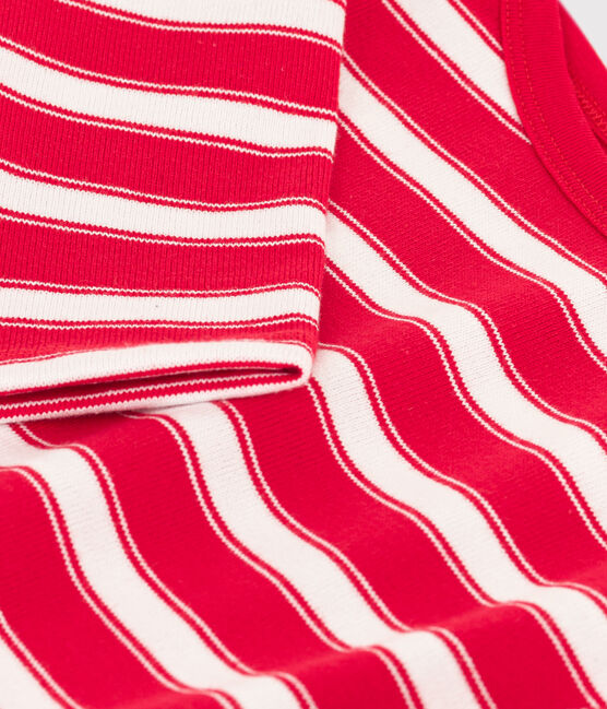 Marinière en coton épais enfant fille / garçon rouge PEPS/blanc MARSHMALLOW