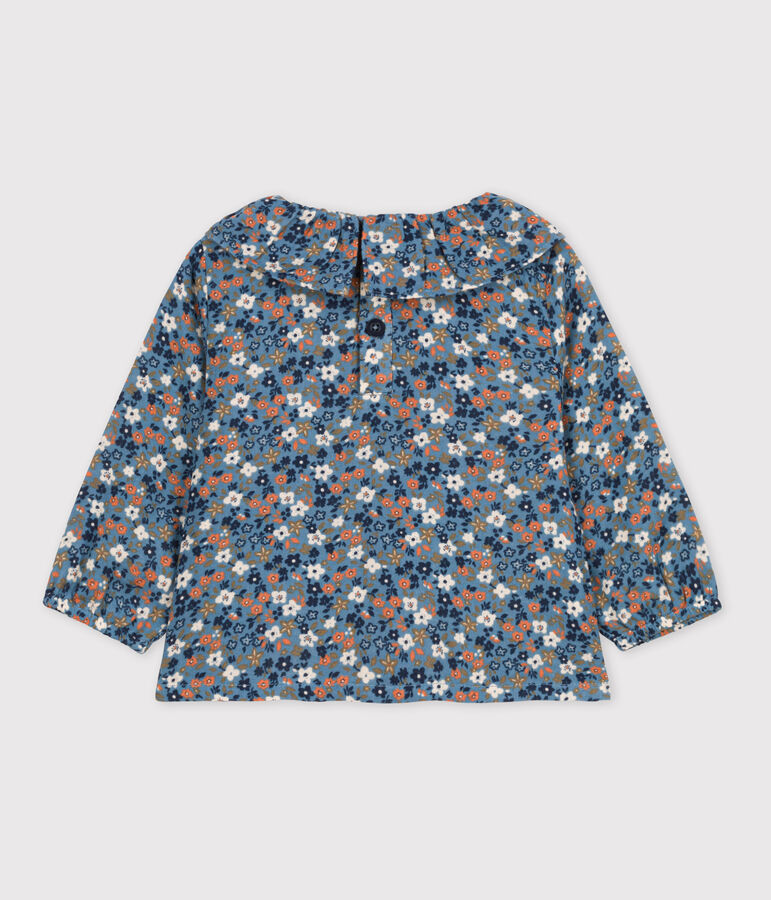 Blouse met lange mouwen met print van luchtig katoen voor baby's blauw/multicouleur