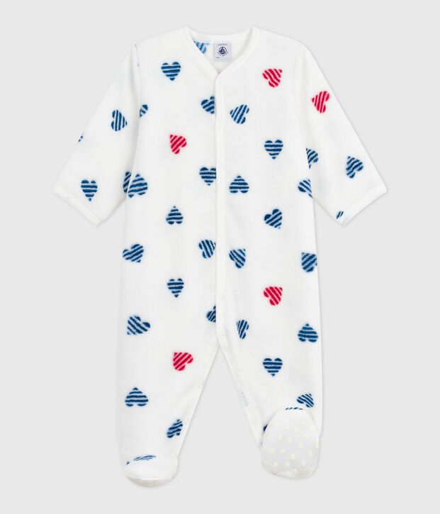 Overpyama in fleece voor de winter met hartjesmotief voor baby's wit/multicouleur