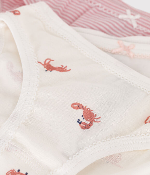 Lot de 3 culottes enfant en coton imprim&eacute; crabes multicouleur