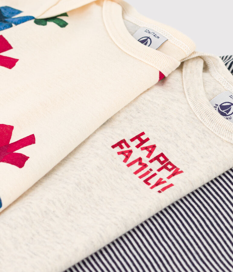 Lot de 3 bodies manches longues &eacute;toiles b&eacute;b&eacute; en coton multicouleur