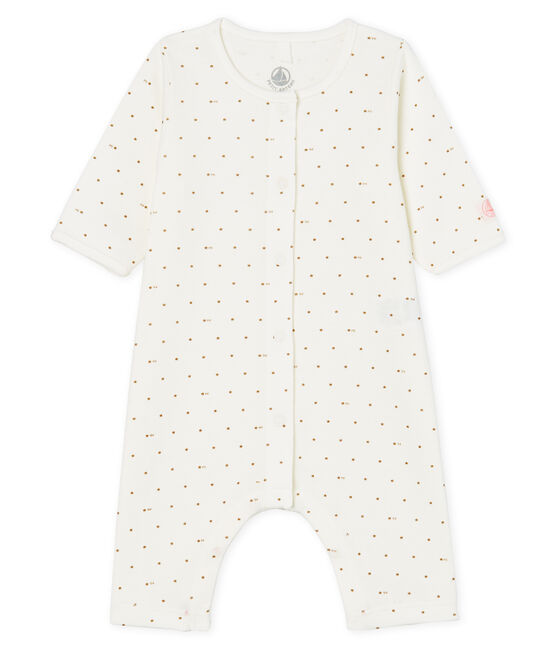 Dors-bien sans pieds bébé en côte blanc MARSHMALLOW/rose GRETEL/ MULTICO