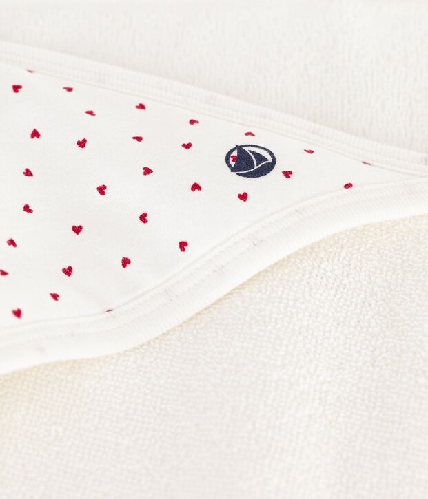 Katoenen badcape voor baby's wit/rood