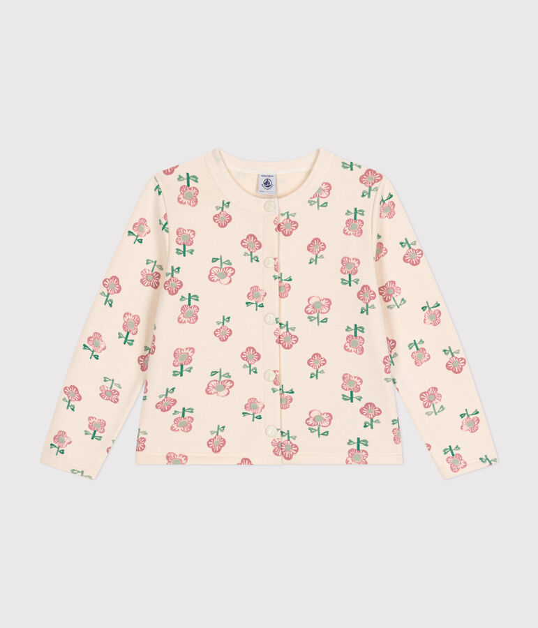 Cardigan en molleton enfant fille &eacute;cru/multicouleur