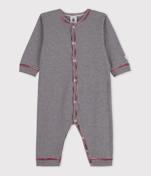 Gestreept slaappakje van katoen zonder voetjes voor baby's blauw/wit