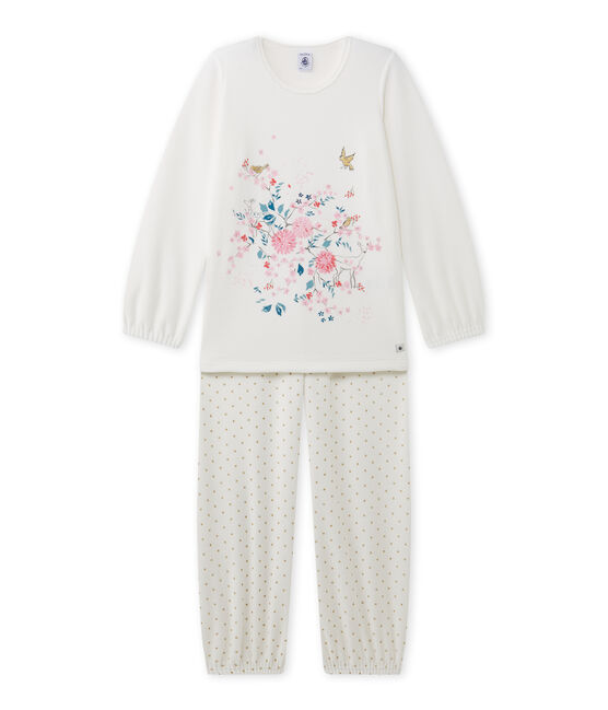 Pyjama fille à motif en bouclette velours blanc LAIT/jaune OR