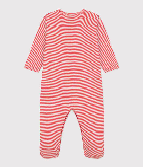 Pyjama bébé milleraies en coton orange ABRICOT/ MARSHMALLOW