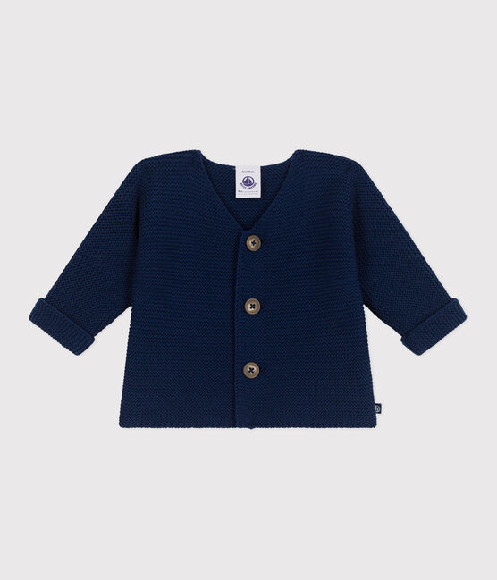 Gebreid katoenen vestje in ribbelsteek voor baby's blauw MEDIEVAL