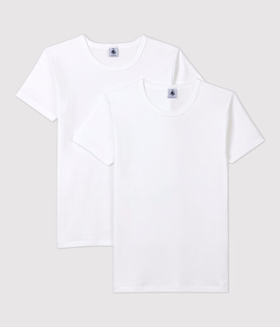 Set van witte 2 T-shirts met korte mouwen voor jongens variante 1