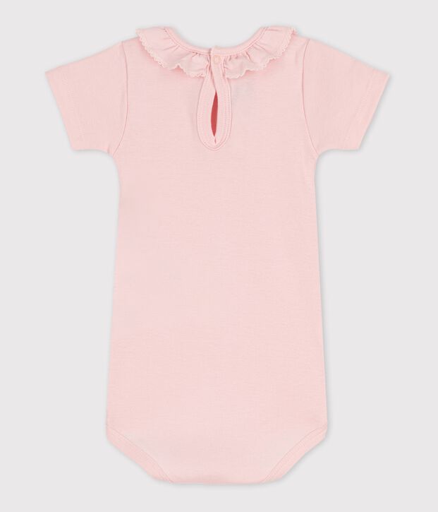 Body manches courtes b&eacute;b&eacute; &agrave; collerette rose