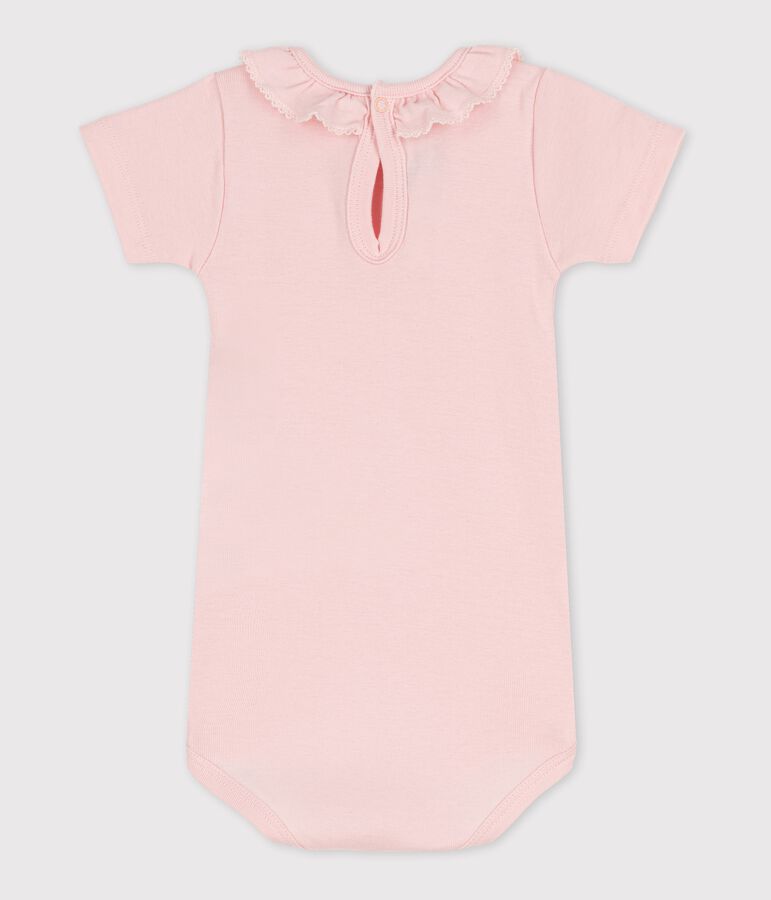Babybody met korte mouwen en kraagje roze