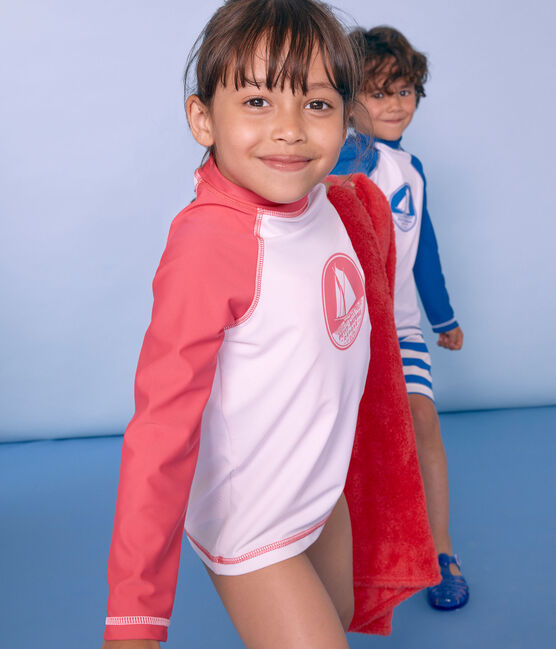 Tee shirt protection solaire fille et garçon blanc MARSHMALLOW/rose CUPCAKE