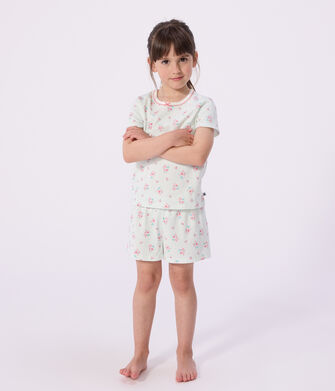 Pyjama short enfant en coton imprim&eacute; fleuri