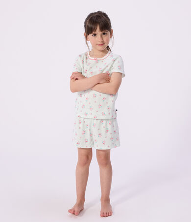 Pyjama short enfant en coton imprim&eacute; fleuri