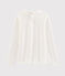 T-shirt fille à col claudine blanc MARSHMALLOW