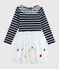 Meisjesjurk met lange mouwen kinderen blauw SMOKING/wit MULTICO
