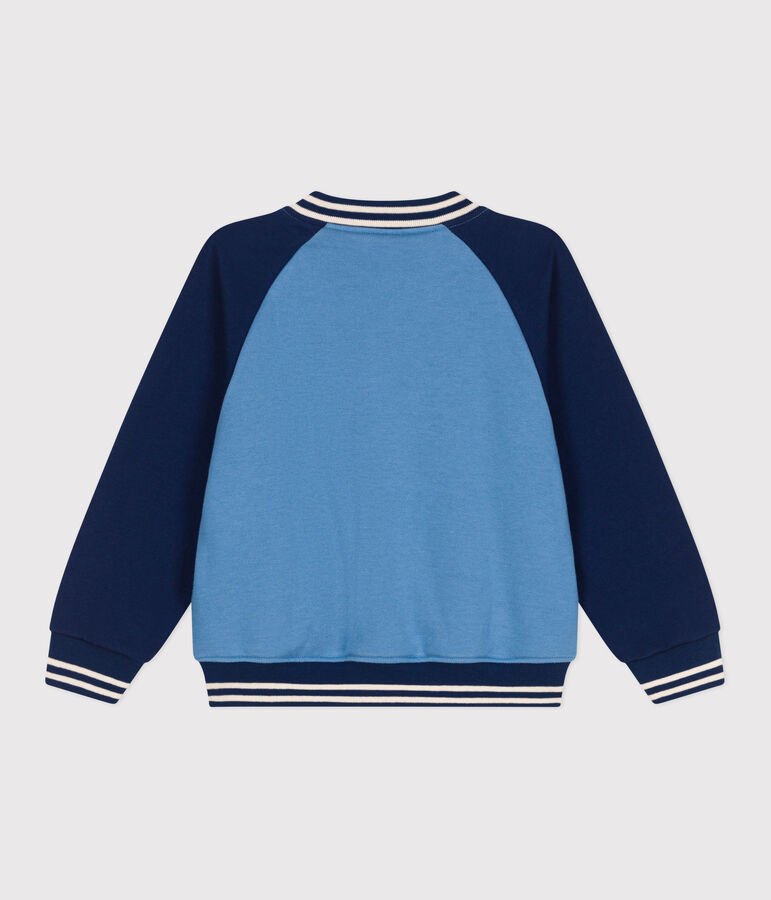 Veste teddy enfant en coton uni bleu/bleu